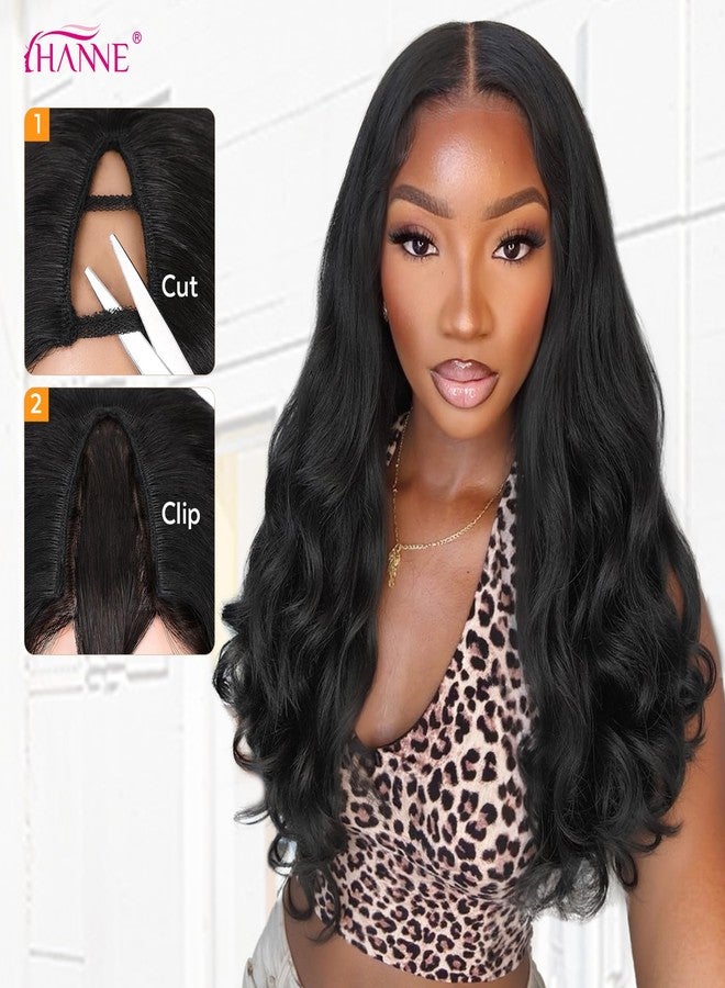 HANNE Yaki Curly V Part Wig U Part Synthetic Half Wigs for Black Women 22 Inch Heat-Resistant Hair Replacement Wig (Natural Black) - Image 5
